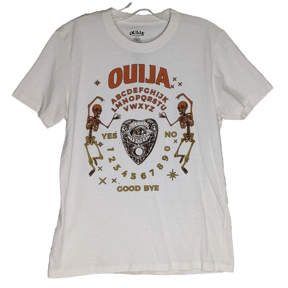 Ouija Board T Shirt Size Large Mystifying Oracle White Skeletons Witchcraft Goth